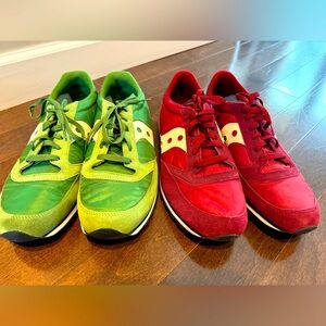 2-for-1! Men’s Saucony Jazz Red & Green Pairs Mens 13